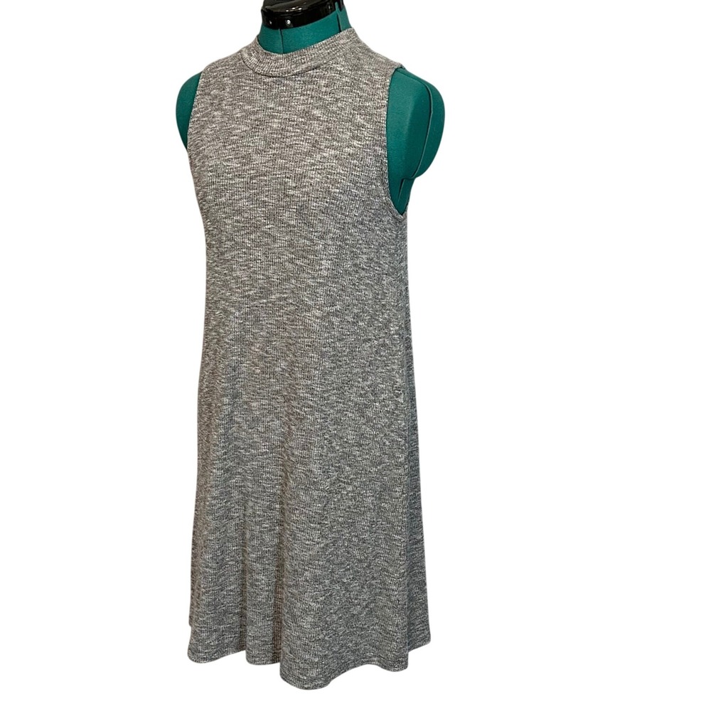 Madewell‎ Grey Marled Ribbed Knit Mock Neck Sleeveless Shift Midi Dress G5014 S - Picture 2 of 6